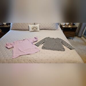 Mango Plaid Structured 3/4 Sleeve Blouse Women’s 2 X-Small & purple vince camuto